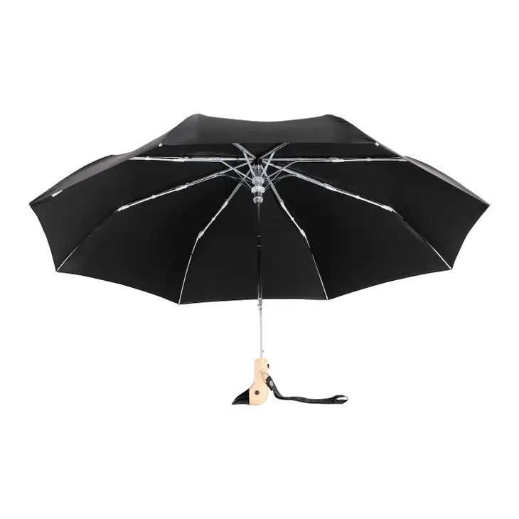 Black Duckhead compact umbrella open on a white background.