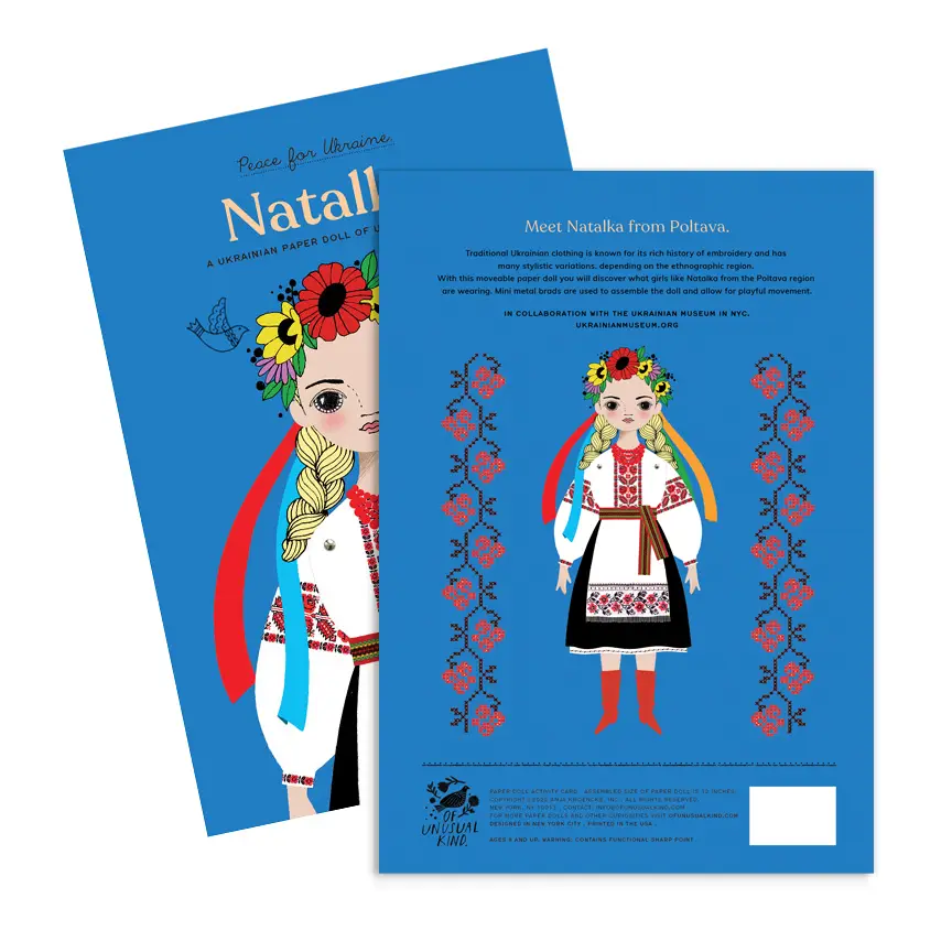 Paper doll Natalka kit. Features traditional Ukrainian fashion.