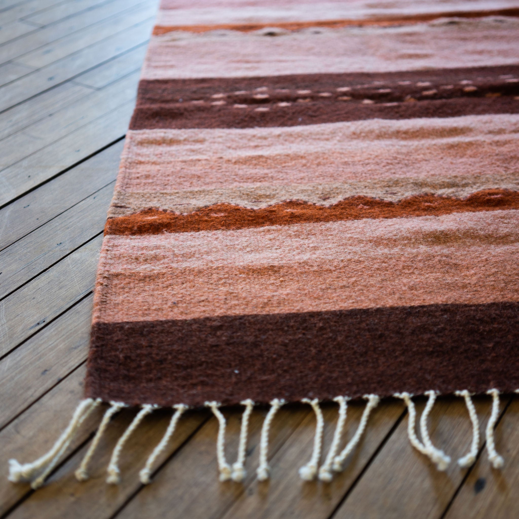 Naturally Dyed Oaxacan Wool Rug, Oaxacan Stripes, 2' x 3