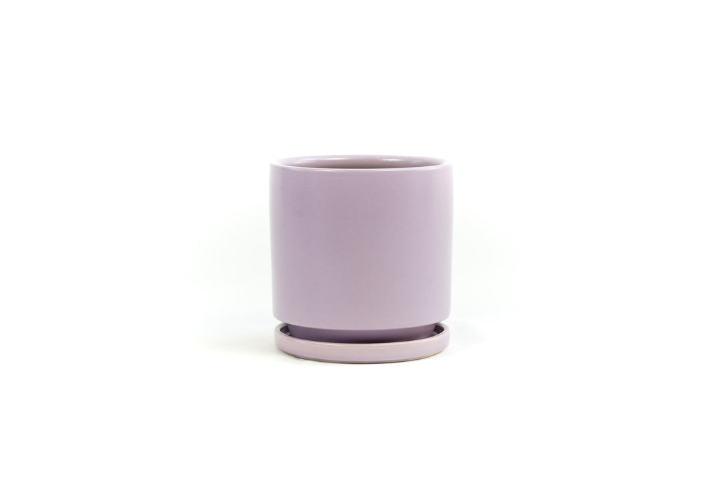 4.5" Porcelain Plant Pot and Tray in Light Purple